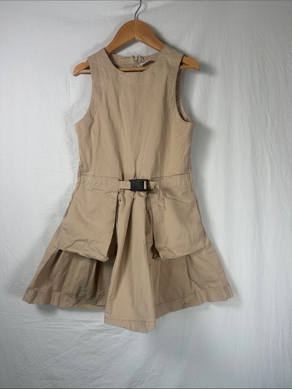 Zara Sleeveless Shift Dress in Light Khaki